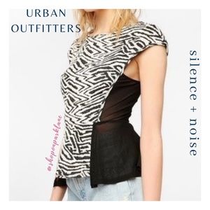 UO | silence + noise Zebra Print Peplum Top, NWT